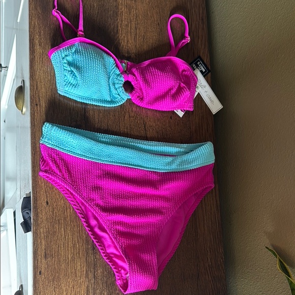 Salt + Cove Pink and Blue Bikini Sporty Color Block - Picture 5 of 8